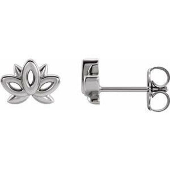 Kazi Luxury 14K White Gold Lotus Earrings